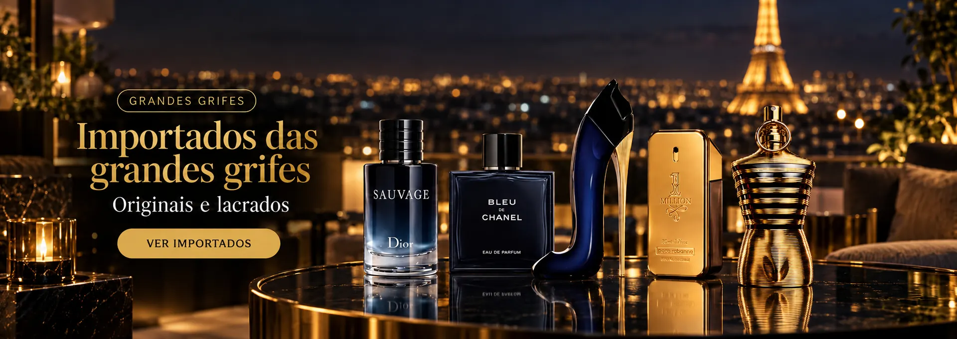 Importados das grandes grifes, originais e lacrados: Sauvage, Bleu de Chanel, Good Girl, 1 Million e Le Male Elixir. Ver importados