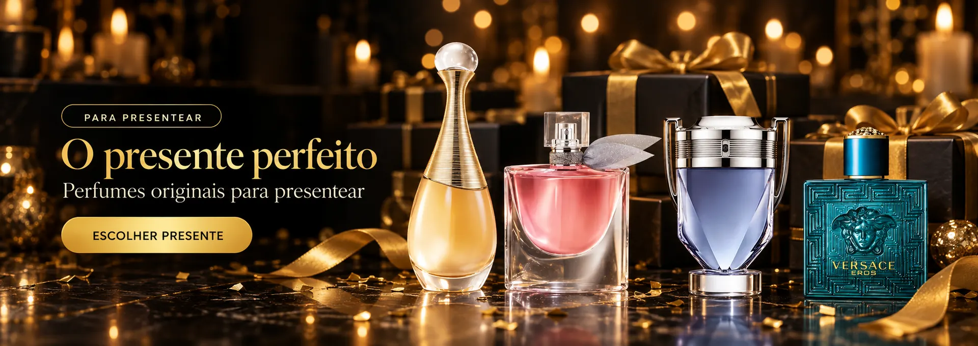O presente perfeito: J'adore, La Vie Est Belle, Invictus e Eros. Escolher presente